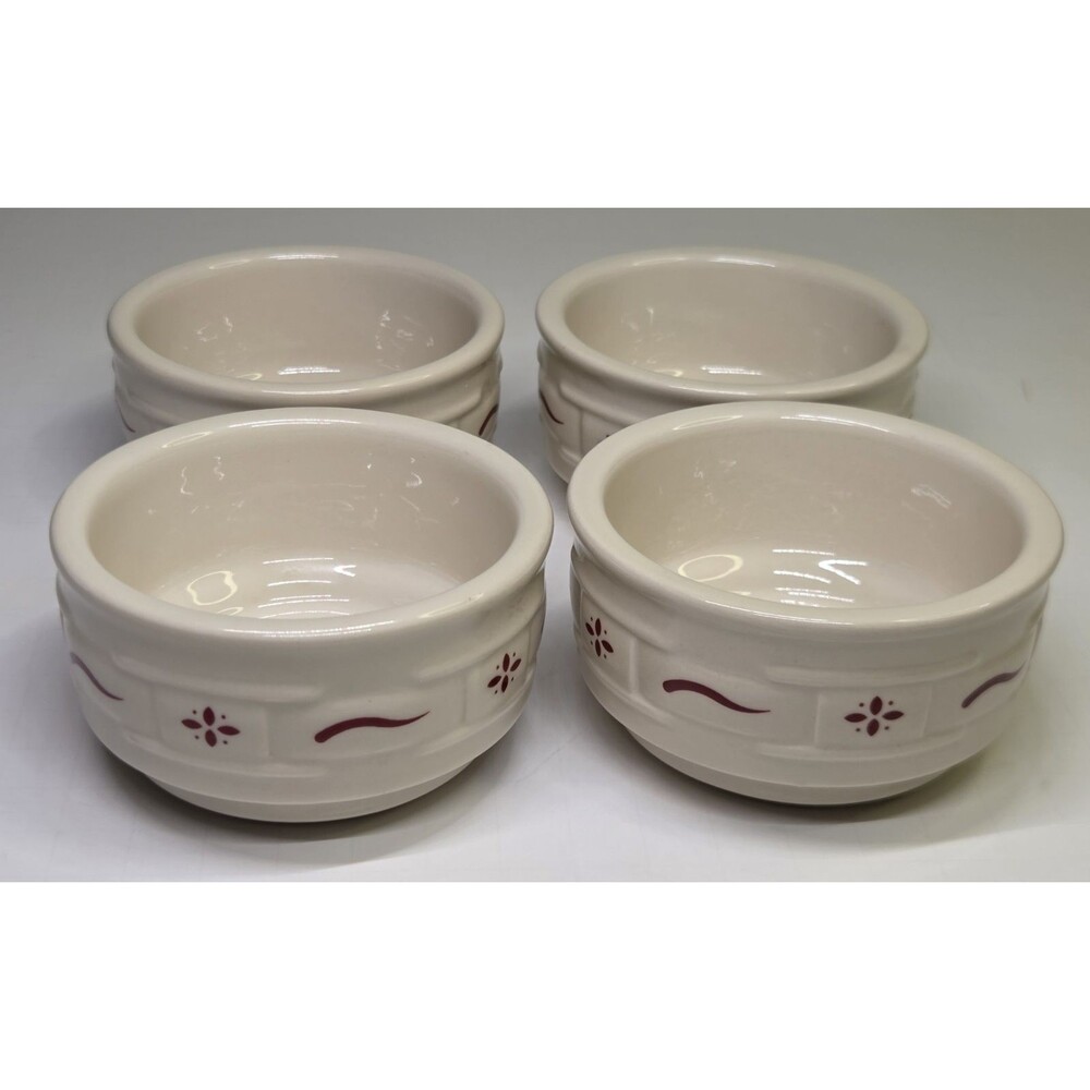 Set Of 4 Woven Traditions Red by Longaberger Custard Dip Bowls Fruit Dessert